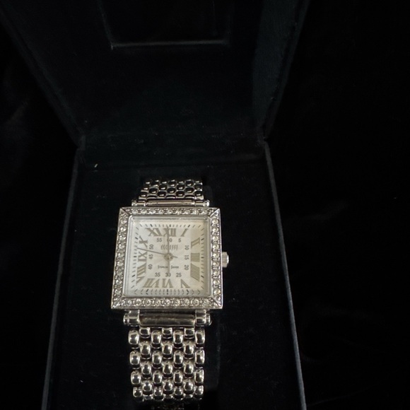 Ecclissi Silver Square Watch with Beaded Band - Picture 2 of 2